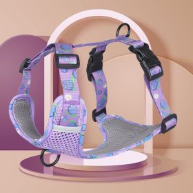 Dog Harnesses; New style dog chest strap vest type big dog chest strap explosion-proof flush walking dog rope reflective pet traction rope (colour: purple, Specification (L * W): M)